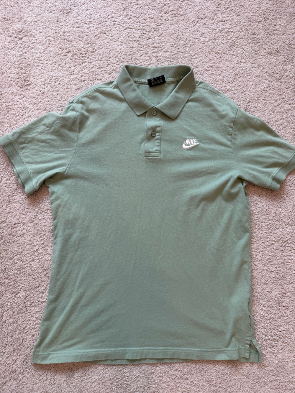 Nike Men's Polo in Sage Green with White Swoosh